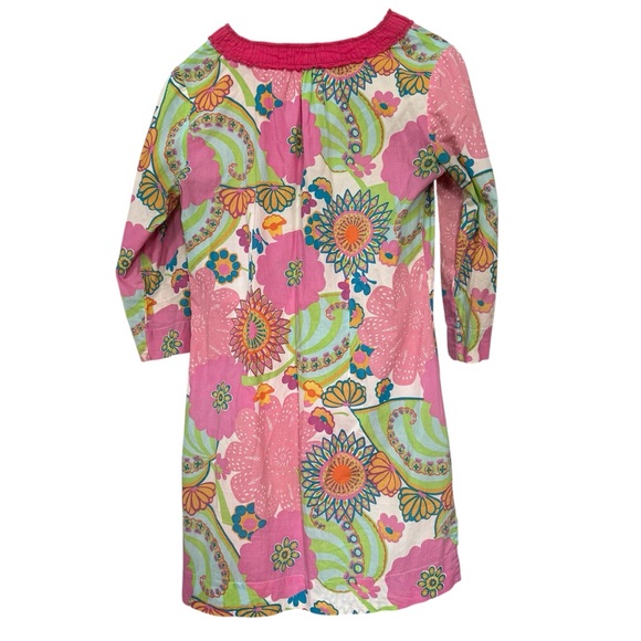 Boden Floral Beaded Neck 3/4 Sleeve Tunic Top Pink Green White Size 6 - Picture 8 of 12